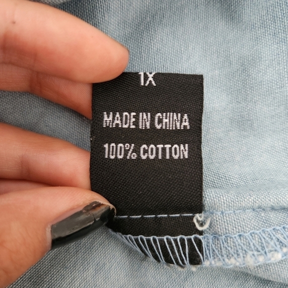 Thrill Jeans Plus Size Bling Detail Button Down Long Sleeve Shirt. Size 1X. New. - Picture 6 of 8